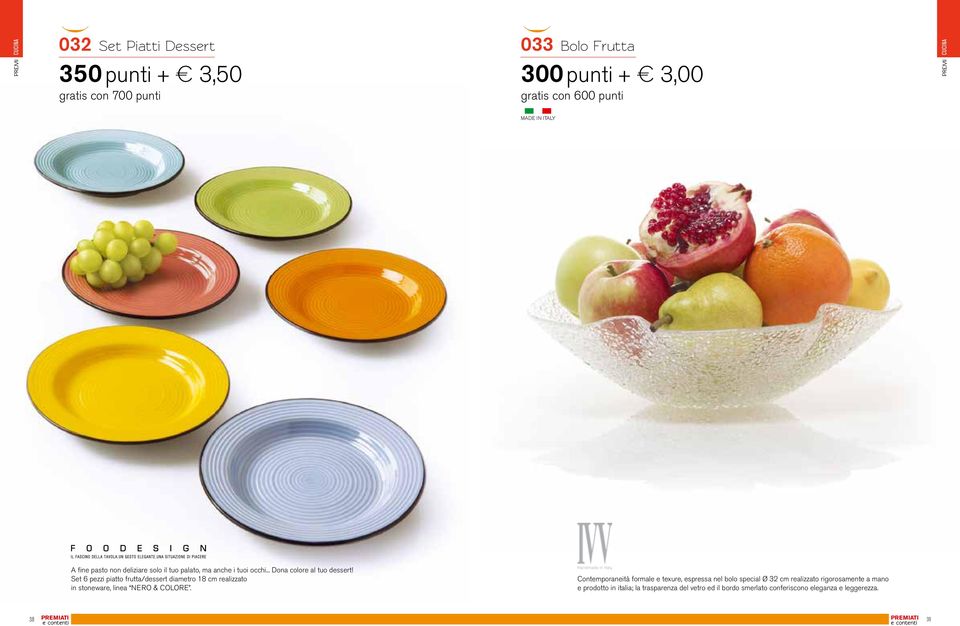 Set 6 pezzi piatto frutta/dessert diametro 18 cm realizzato in stoneware, linea NERO & COLORE.