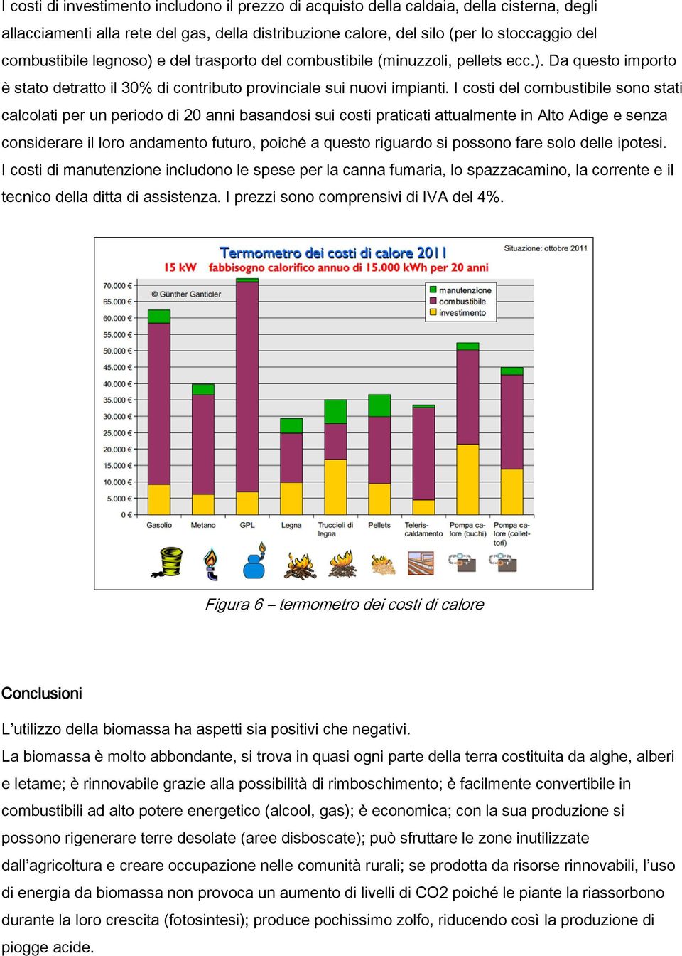 I costi del combustibile sono stati calcolati per un periodo di 20 anni basandosi sui costi praticati attualmente in Alto Adige e senza considerare il loro andamento futuro, poiché a questo riguardo