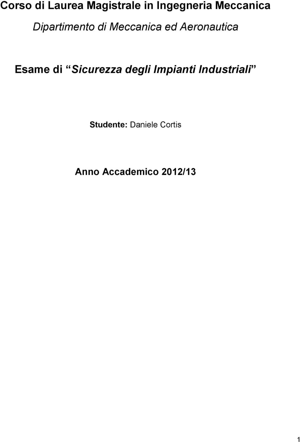 Aeronautica Esame di Sicurezza degli Impianti