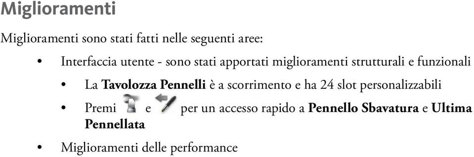 Tavolozza Pennelli è a scorrimento e ha 24 slot personalizzabili Premi e per un