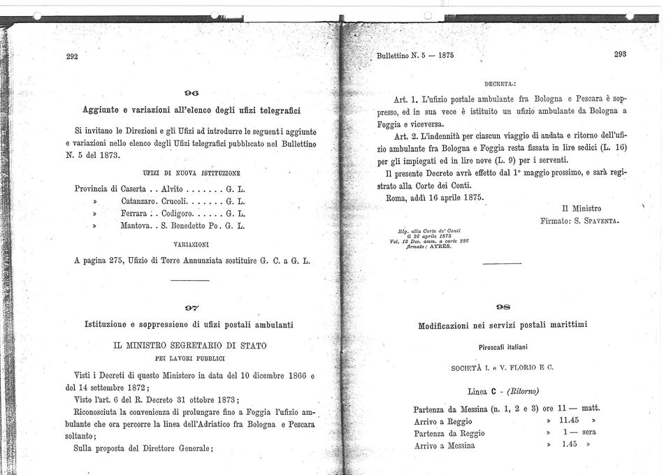 . Teramo Penne 2 4-2975 Ficarra,,,,.. Messina Patti 2 4 - PEr..SONAIJE DI ORlliNE SUl'ERIOM. '... Regio Decreto dell' 1.1 aprile 1875 :;:. '. CAREDDA ' Giuseppe, ufficiale di 2& classe, collocato in aspettativa per.