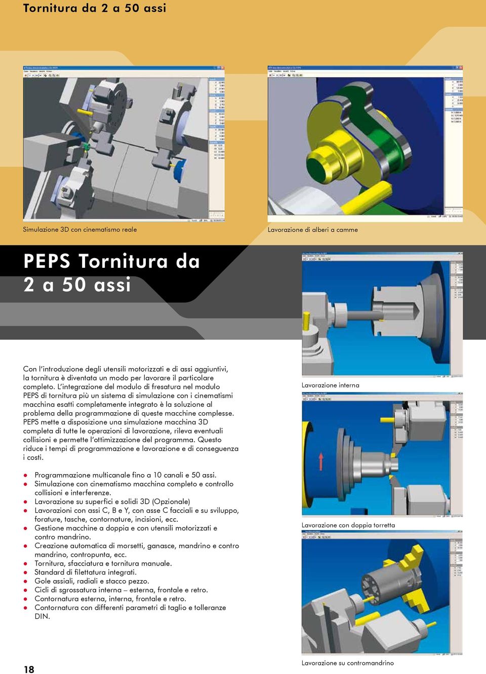 L integrazione del modulo di fresatura nel modulo PEPS di tornitura più un sistema di simulazione con i cinematismi macchina esatti completamente integrato è la soluzione al problema della