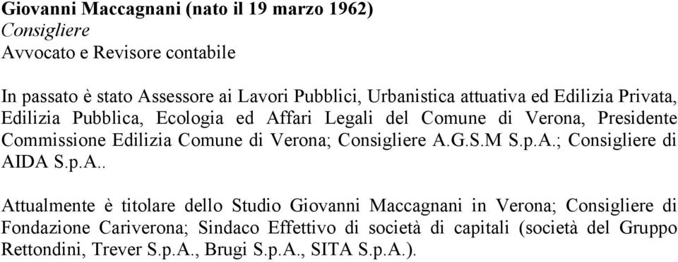 Comune di Verona; Consigliere A.