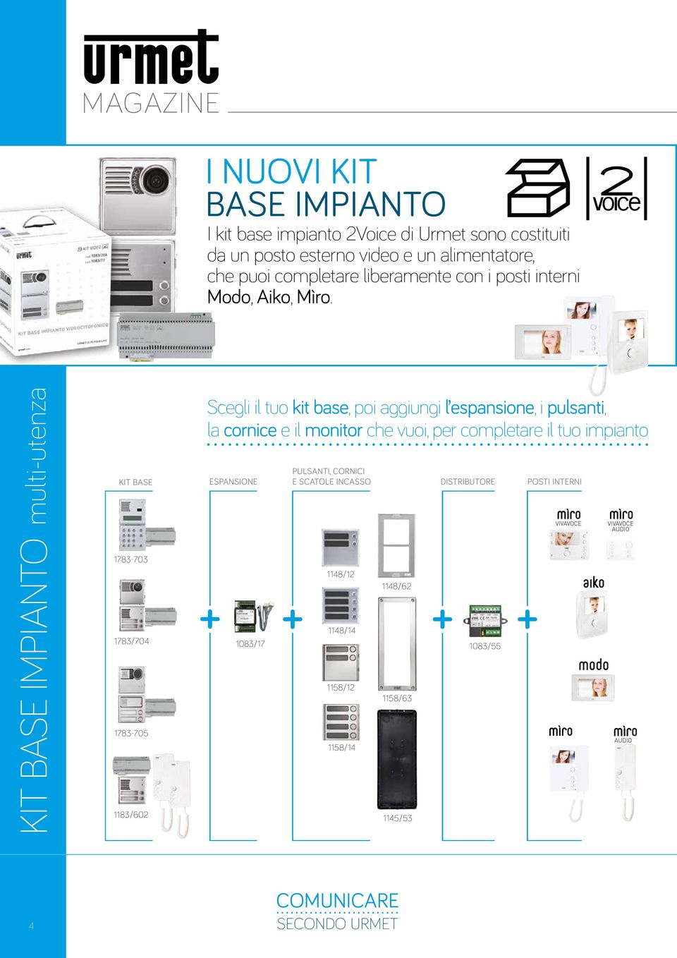 KIT BASE IMPIANTO multi-utenza KIT BASE 1783-703 1783/704 1783-705 1183/602 Scegli il tuo kit base, poi aggiungi l espansione, i pulsanti, la cornice e