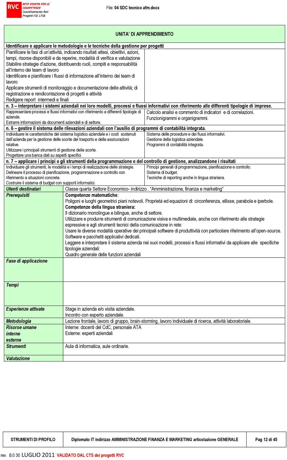 pianificare i flussi di informazione all interno dei team di lavoro Applicare strumenti di monitoraggio e documentazione delle attività; di registrazione e rendicontazione di progetti e attività