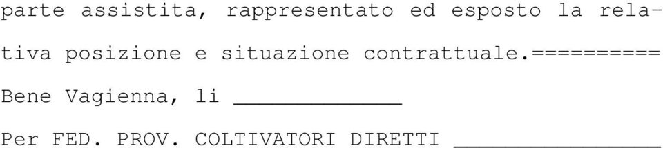 situazione contrattuale.