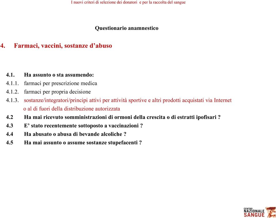 sostanze/integratori/principi attivi per attività sportive e altri prodotti acquistati via Internet o al di fuori della distribuzione