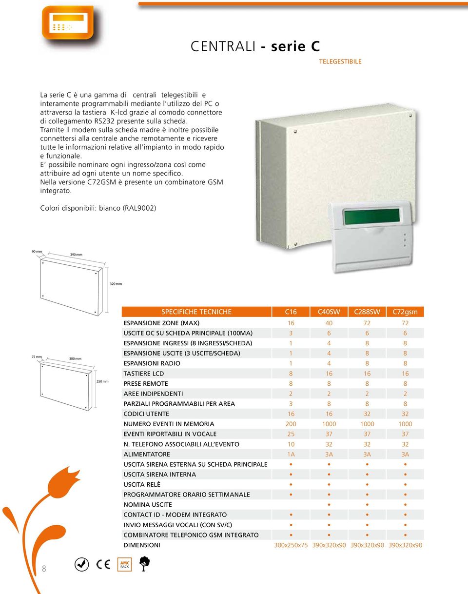 Tramite il modem sulla scheda madre è inoltre possibile connettersi alla centrale anche remotamente e ricevere tutte le informazioni relative all impianto in modo rapido e funzionale.