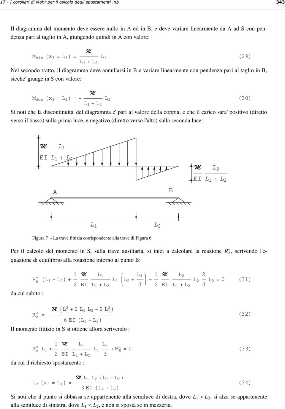 diagramma deve annullarsi in e variare linearmente con pendenza pari al taglio in, sicche' giunge in S con valore: des Hx = = + (0) Si noti che la discontinuita' del diagramma e' pari al valore della