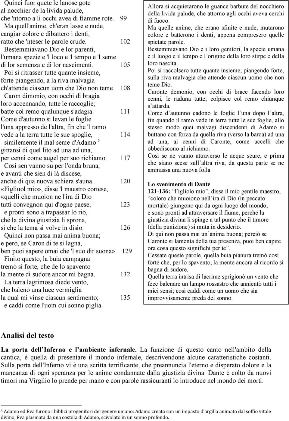 102 Bestemmiavano Dio e lor parenti, l'umana spezie e 'l loco e 'l tempo e 'l seme di lor semenza e di lor nascimenti.