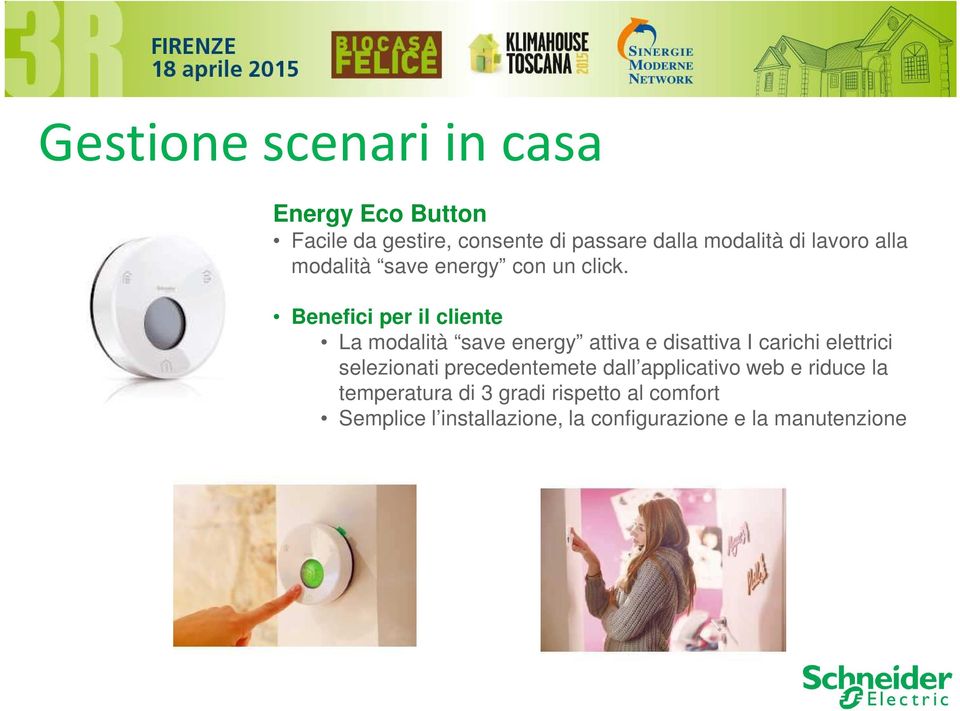 Benefici per il cliente La modalità save energy attiva e disattiva I carichi elettrici selezionati