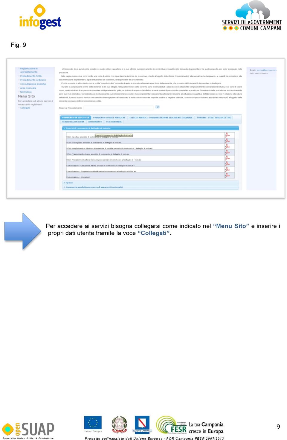 nel Menu Sito e inserire i propri