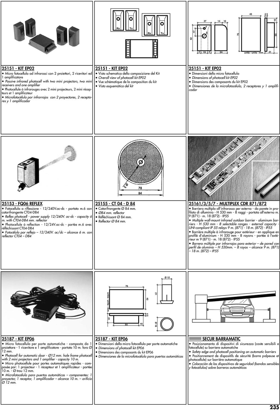 Photocellule à infrarouges avec 2 mini projecteurs, 2 mini récepteurs et 1 amplificateur Microfotocélula por infrarrojos con 2 proyectores, 2 receptores y 1 amplificador 25151 - KIT EP02 Vista