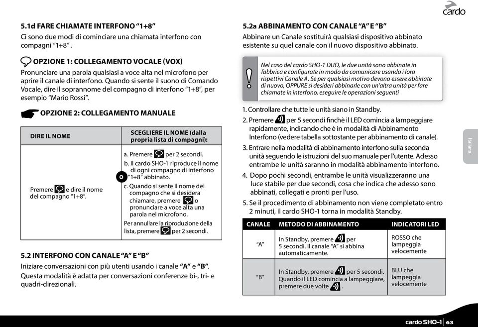 English OPZIONE 1: COLLEGAMENTO VOCALE (VOX) Pronunciare una parola qualsiasi a voce alta nel microfono per aprire il canale di interfono.