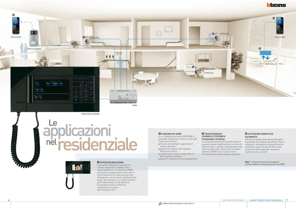 Il centralino PABX può essere programmato inoltre per il funzionamento con due partizioni per distinguere i servizi verso l abitazione da quelli, ad esempio, di un ufficio facente parte della stessa