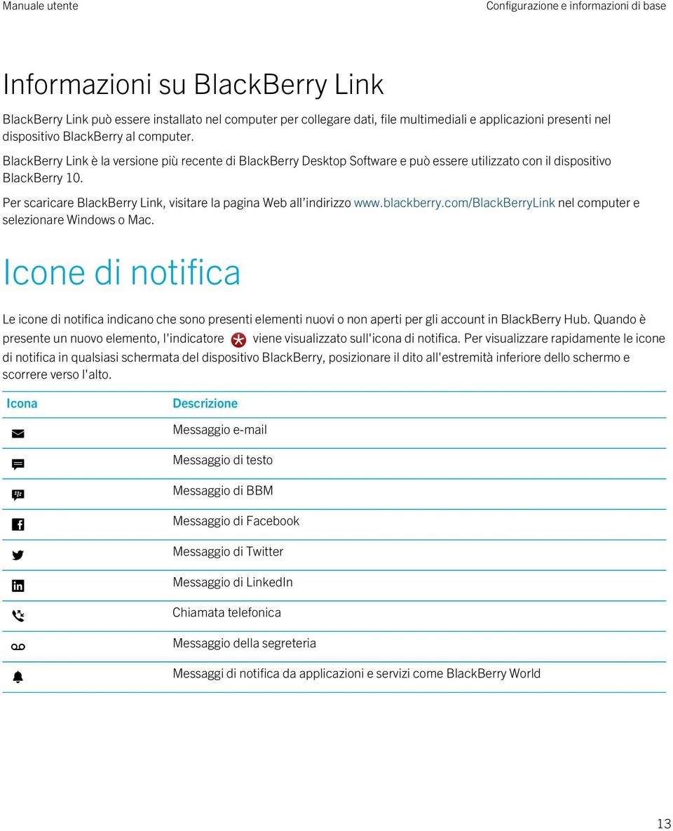 Per scaricare BlackBerry Link, visitare la pagina Web all indirizzo www.blackberry.com/blackberrylink nel computer e selezionare Windows o Mac.