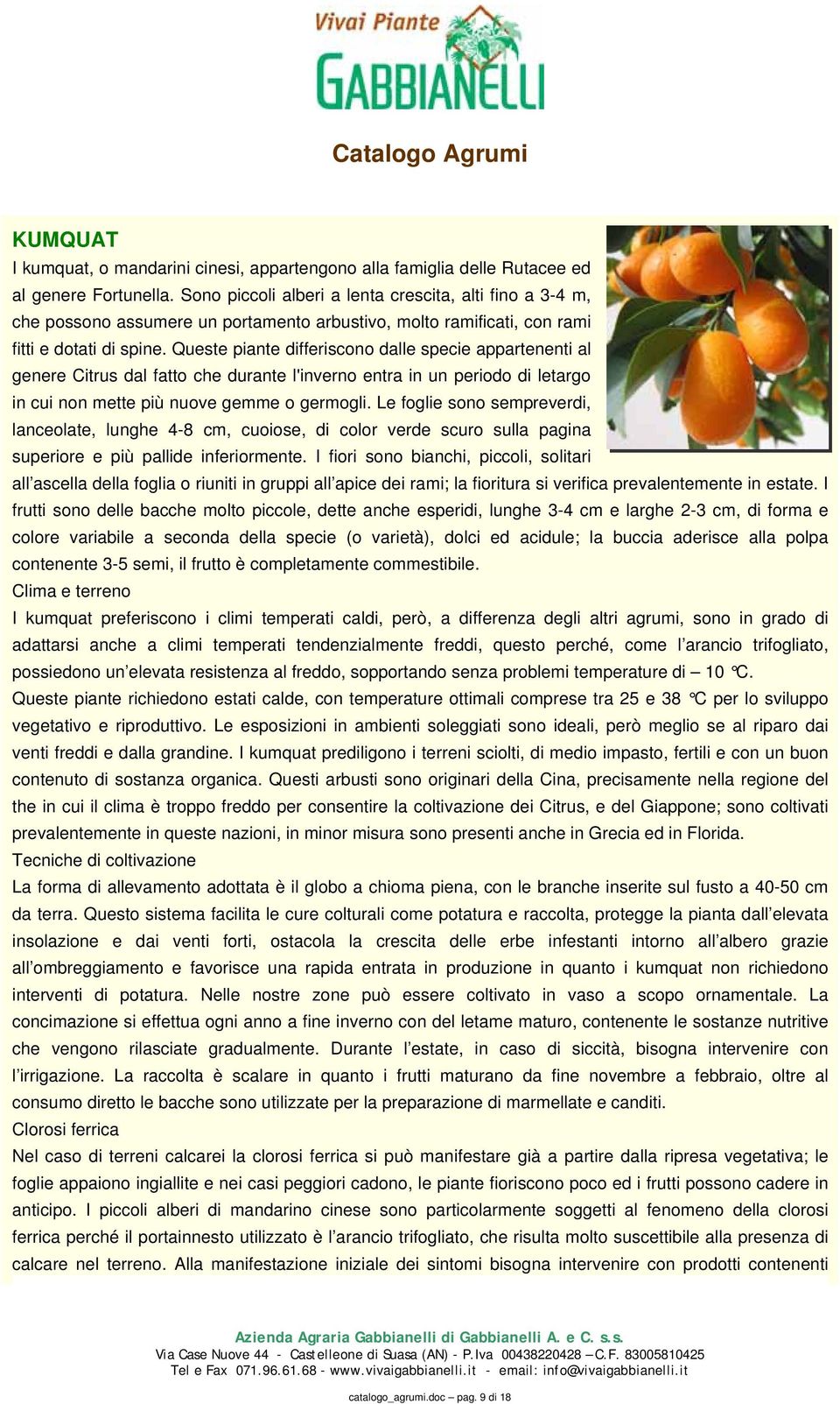 Queste piante differiscono dalle specie appartenenti al genere Citrus dal fatto che durante l'inverno entra in un periodo di letargo in cui non mette più nuove gemme o germogli.