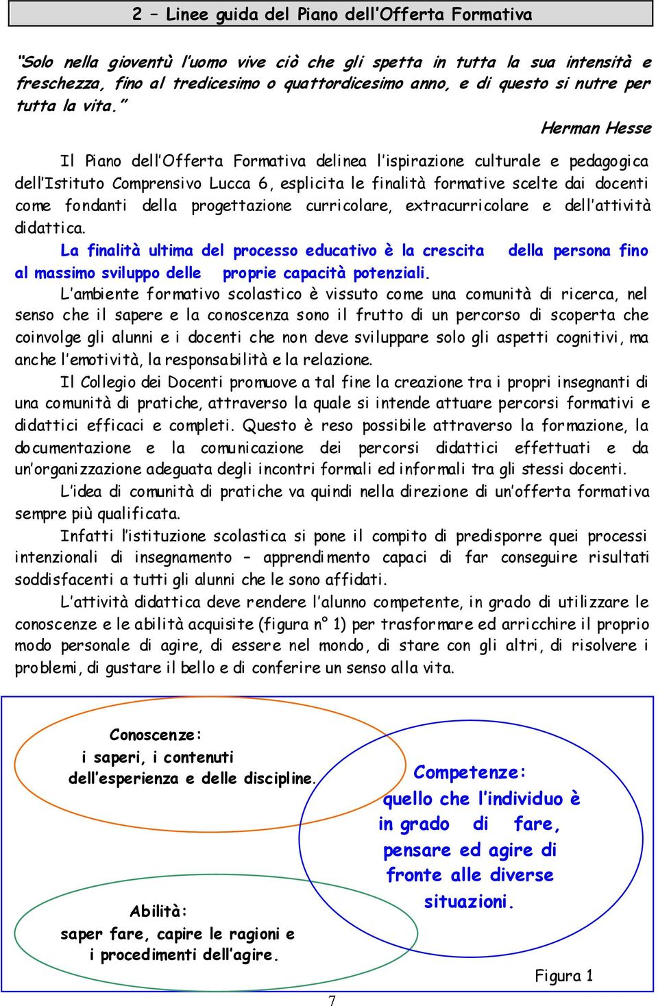 Herman Hesse Il Piano dell Offerta Formativa delinea l ispirazione culturale e pedagogica dell Istituto Comprensivo Lucca 6, esplicita le finalità formative scelte dai docenti come fondanti della