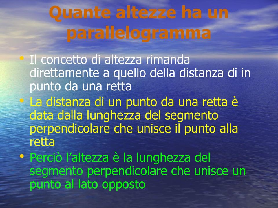 data dalla lnghezza del segmento perpendicolare che nisce il pnto alla retta