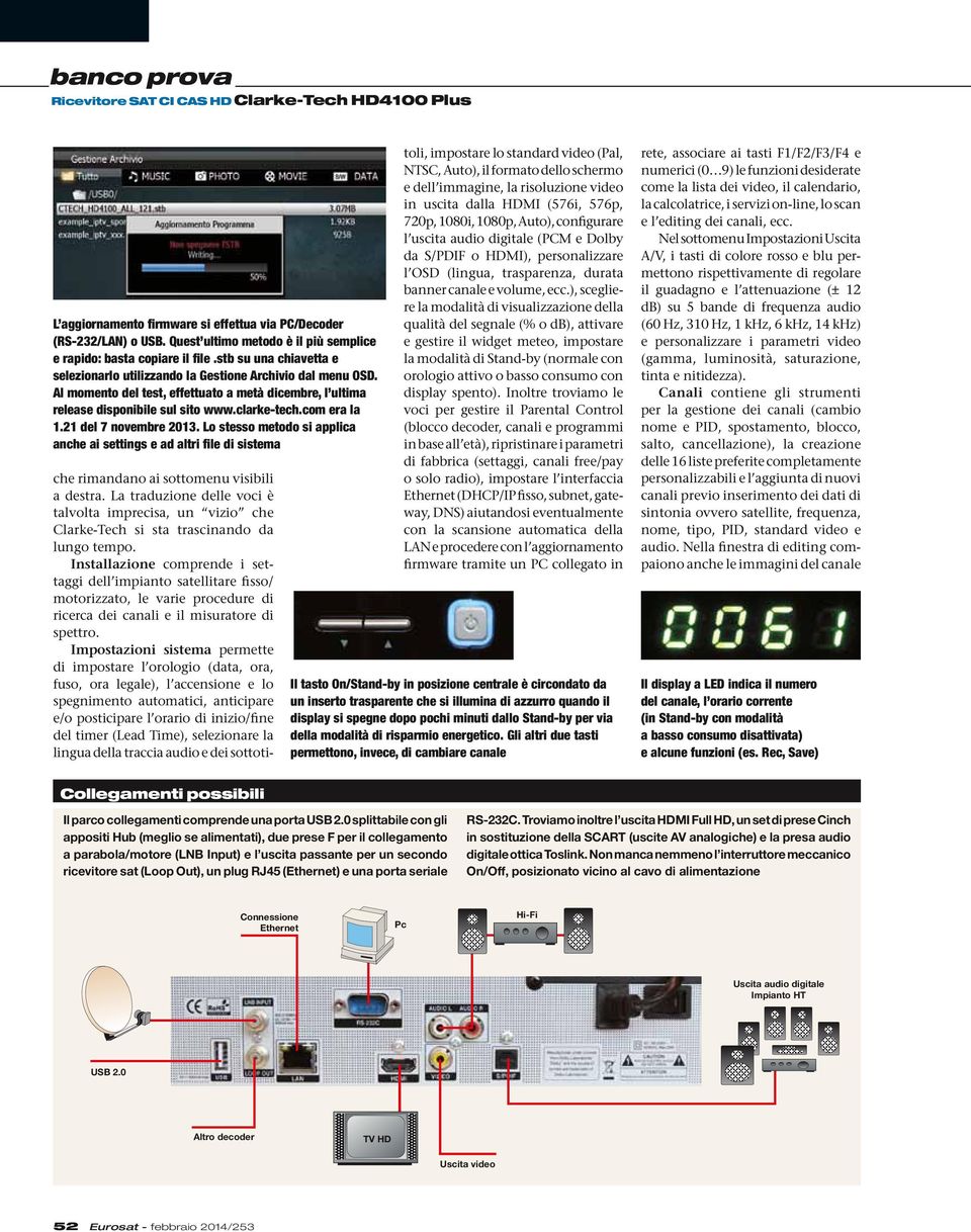 Al momento del test, effettuato a metà dicembre, l ultima release disponibile sul sito www.clarke-tech.com era la 1.21 del 7 novembre 2013.