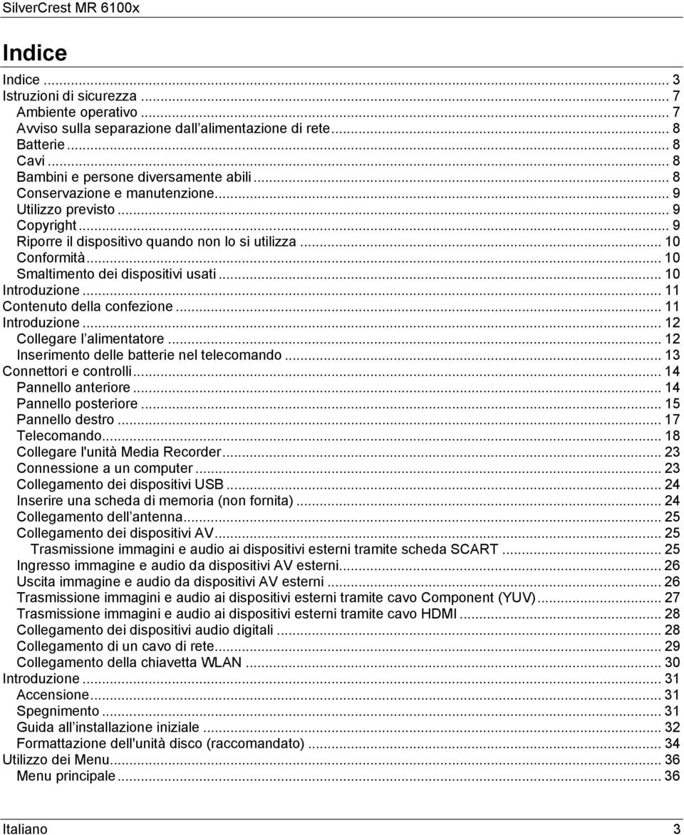 .. 11 Contenuto della confezione... 11 Introduzione... 12 Collegare l alimentatore... 12 Inserimento delle batterie nel telecomando... 13 Connettori e controlli... 14 Pannello anteriore.