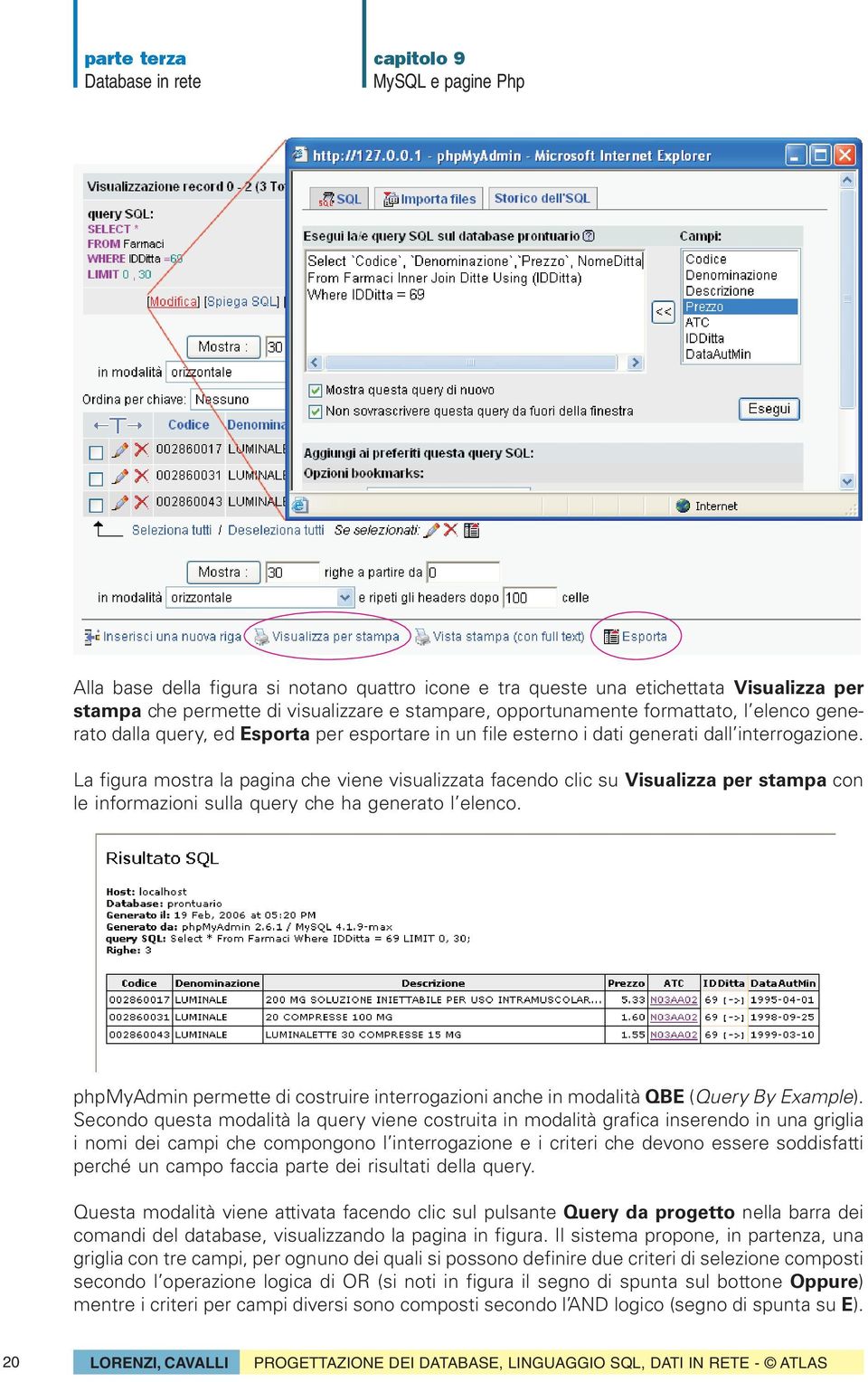 La figura mostra la pagina che viene visualizzata facendo clic su Visualizza per stampa con le informazioni sulla query che ha generato l elenco.