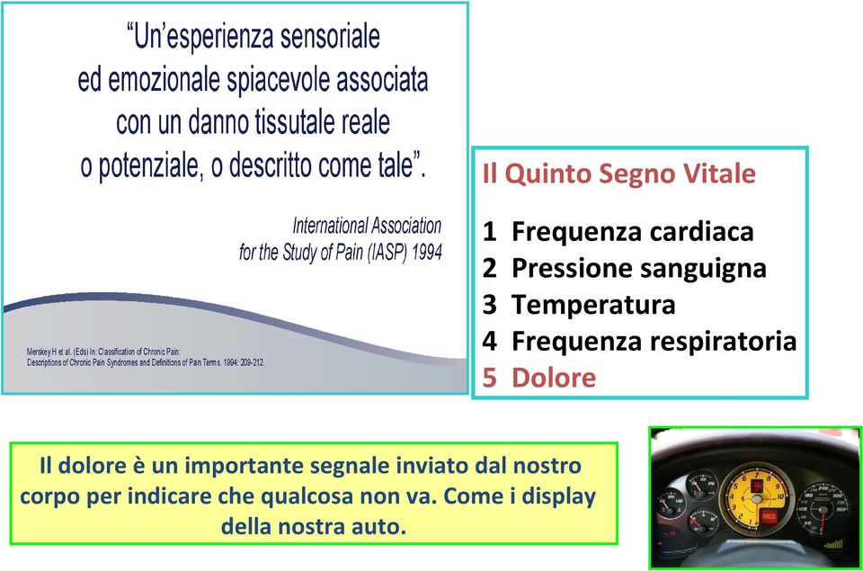 Dolore Il dolore è un importante segnale inviato dal nostro