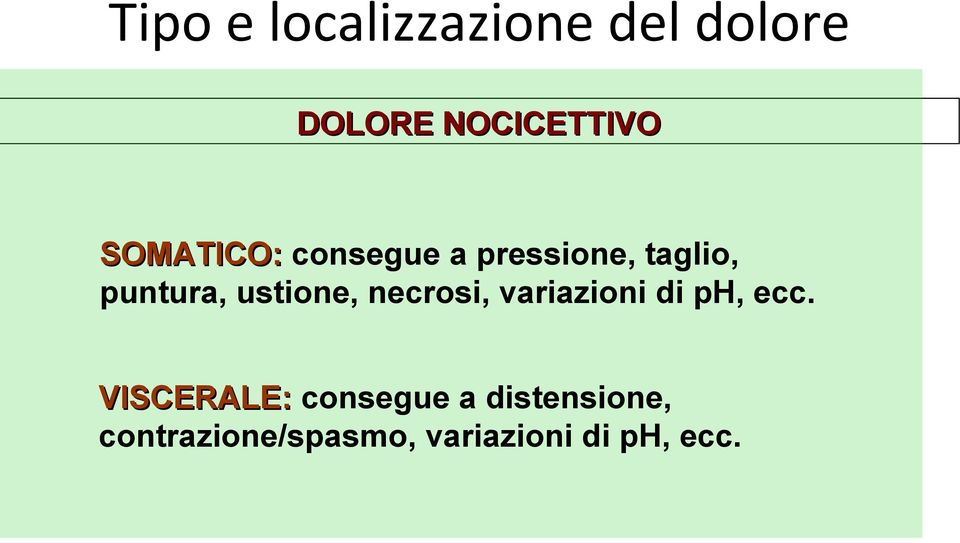 ustione, necrosi, variazioni di ph, ecc.