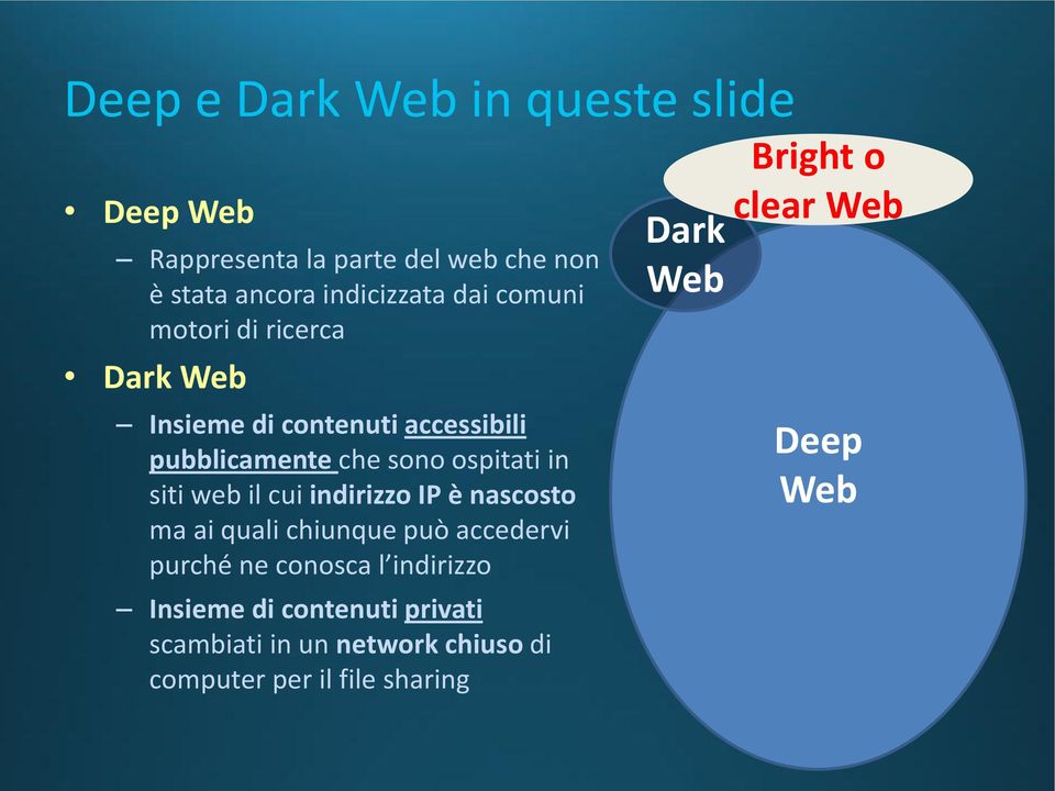 il cui indirizzo IP è nascosto ma ai quali chiunque può accedervi purché ne conosca l indirizzo Insieme di