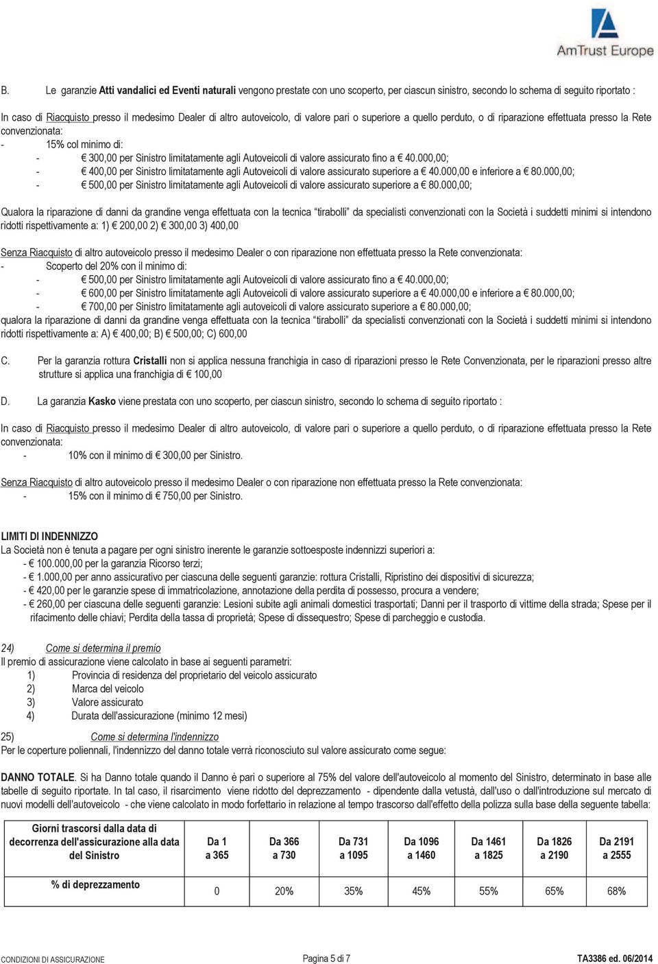 valore assicurato fino a 40.000,00; - 400,00 per Sinistro limitatamente agli Autoveicoli di valore assicurato superiore a 40.000,00 e inferiore a 80.