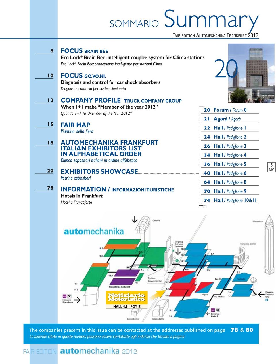 Diagnosis and control for car shock absorbers Diagnosi e controllo per sospensioni auto 20 12 15 16 20 76 COMPANY PROFILE TRUCK COMPANY GROUP When 1+1 make Member of the year 2012 Quando 1+1 fa