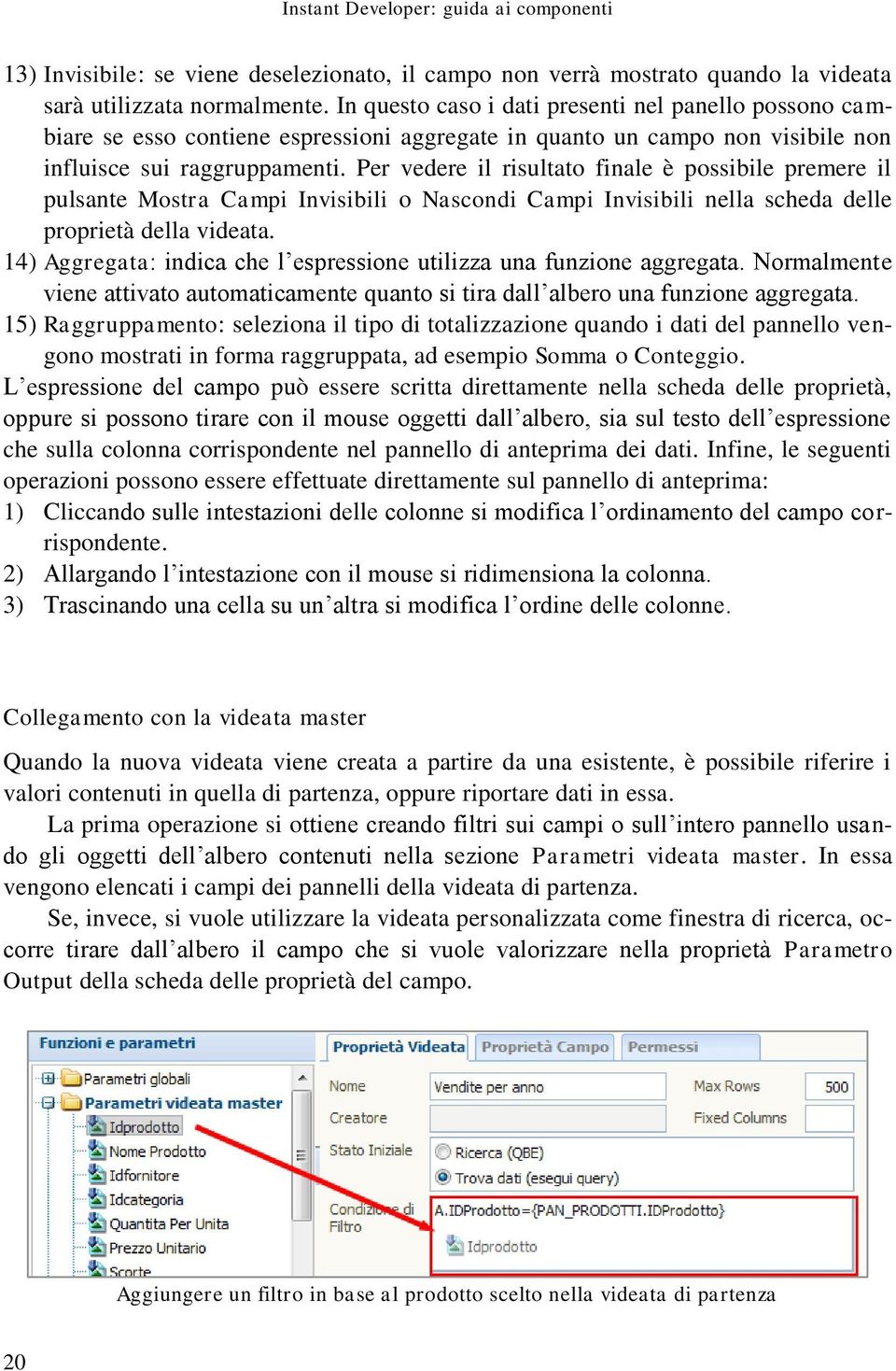 Per vedere il risultato finale è possibile premere il pulsante Mostra Campi Invisibili o Nascondi Campi Invisibili nella scheda delle proprietà della videata.