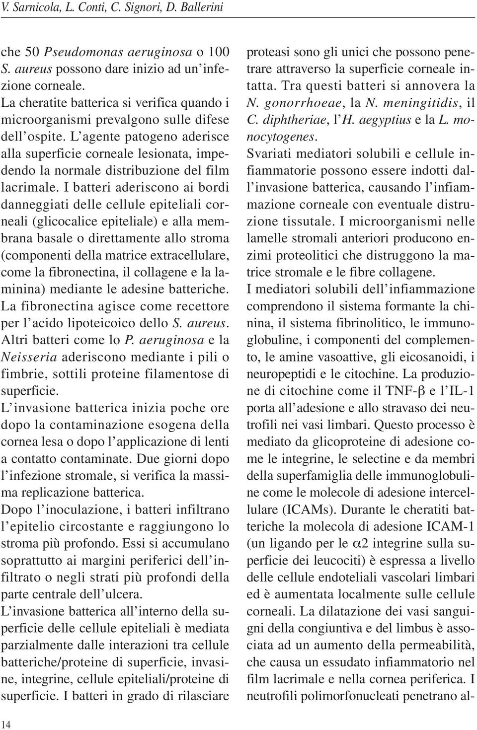 L agente patogeno aderisce alla superficie corneale lesionata, impedendo la normale distribuzione del film lacrimale.