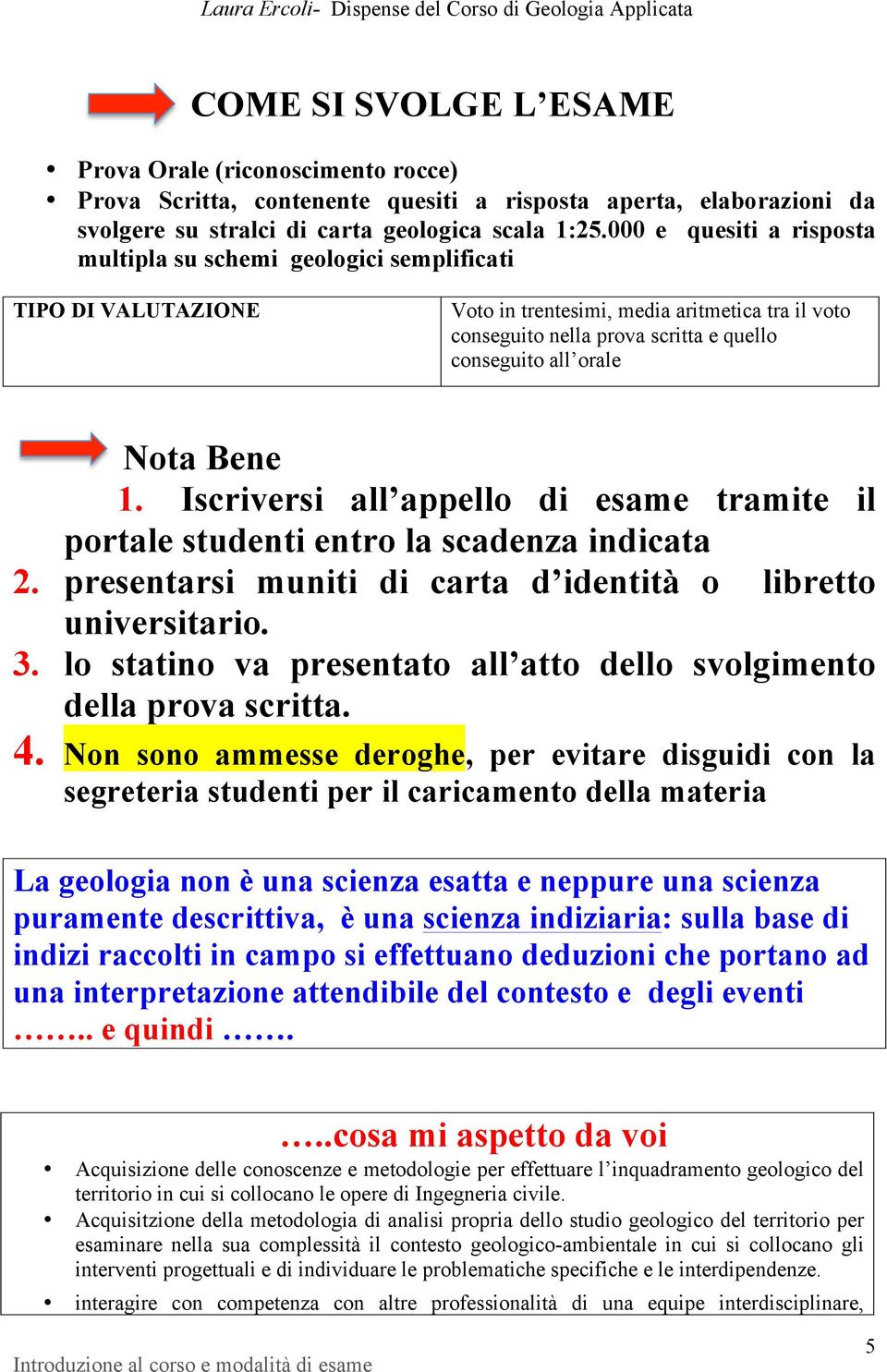 000 e quesiti a risposta multipla su schemi geologici semplificati TIPO DI VALUTAZIONE Voto in trentesimi, media aritmetica tra il voto conseguito nella prova scritta e quello conseguito all orale