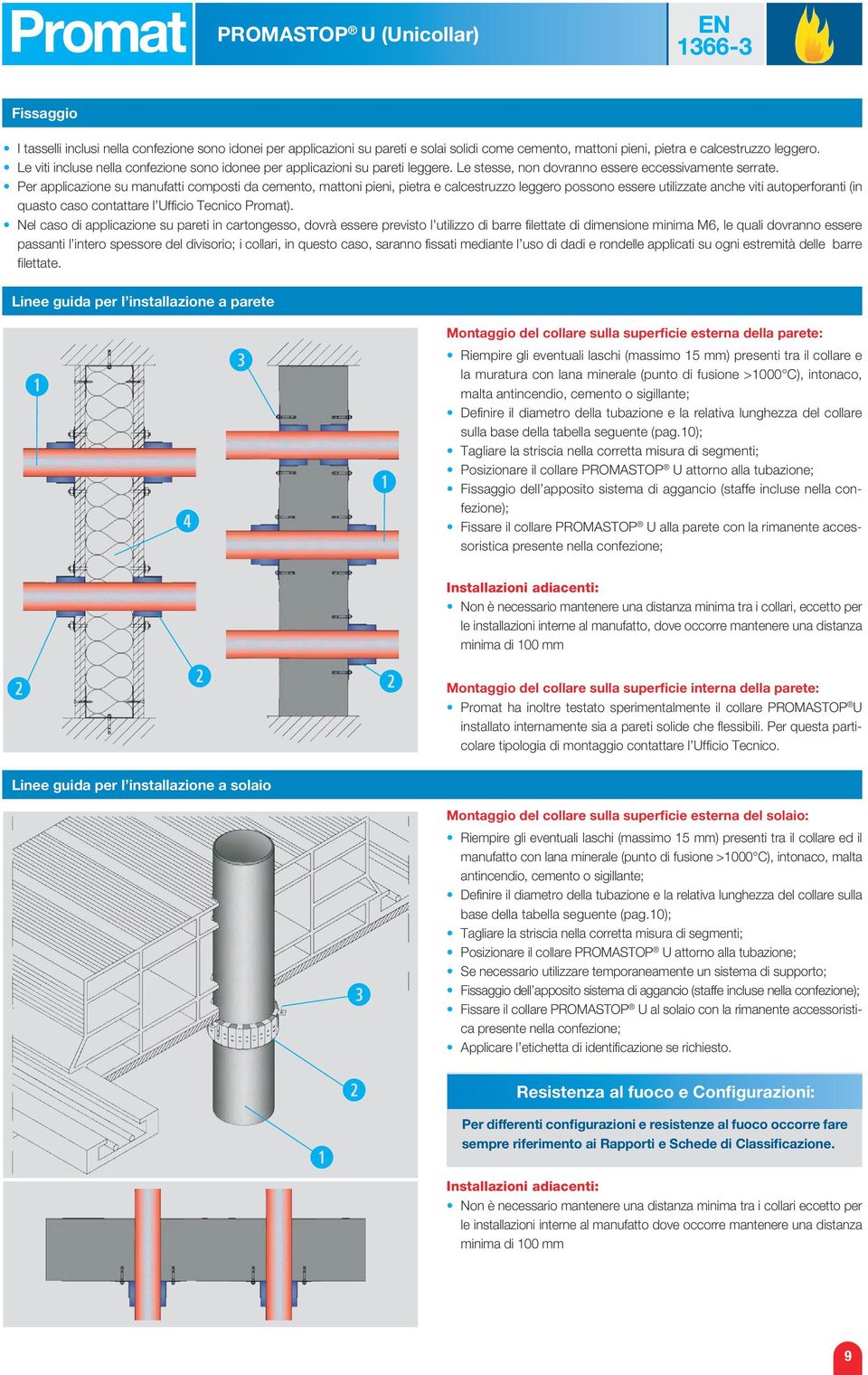 Per applicazione su manufatti composti da cemento, mattoni pieni, pietra e calcestruzzo leggero possono essere utilizzate anche viti autoperforanti (in uasto caso contattare l Ufficio Tecnico Promat).