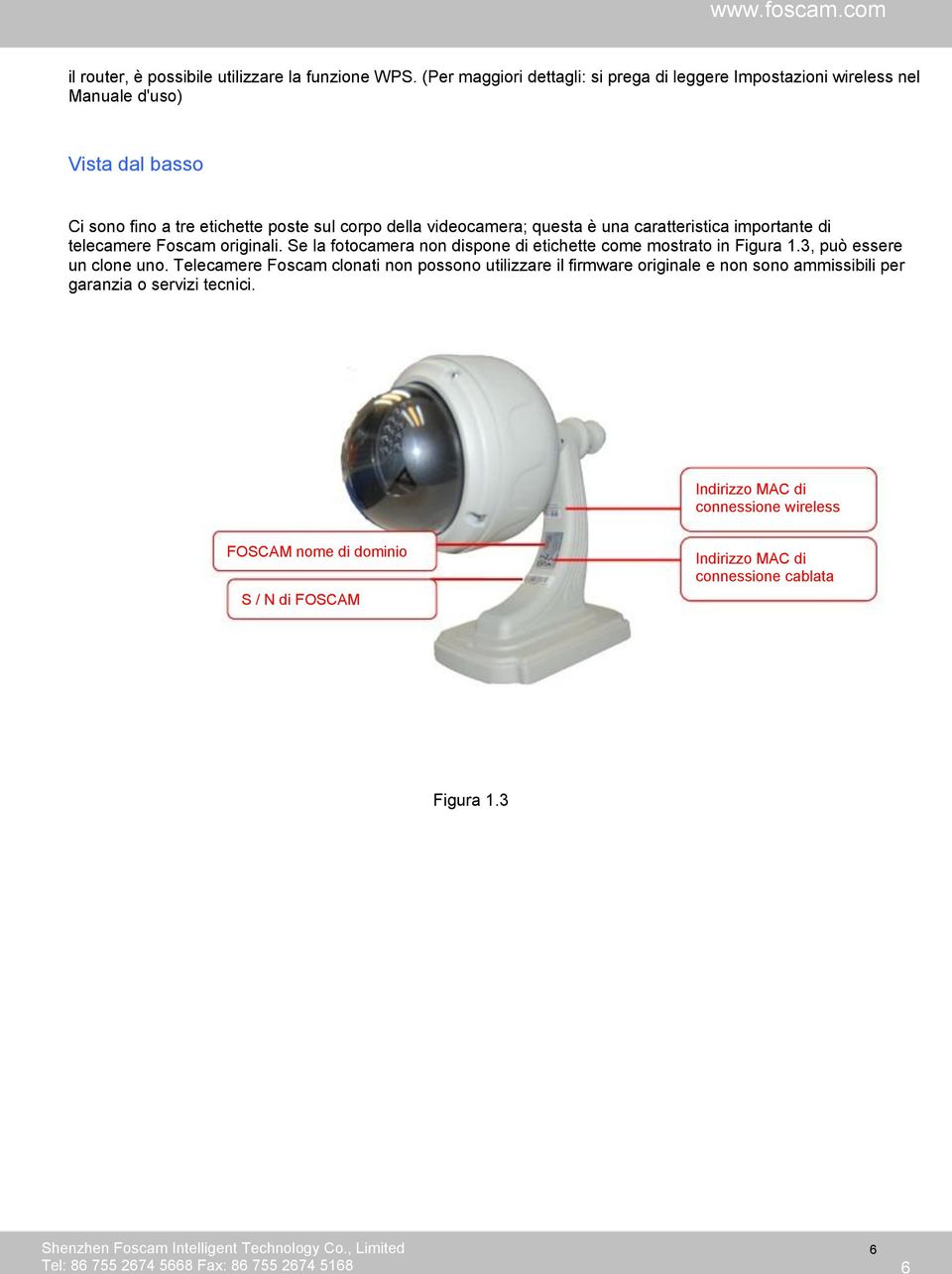 videocamera; questa è una caratteristica importante di telecamere Foscam originali. Se la fotocamera non dispone di etichette come mostrato in Figura 1.