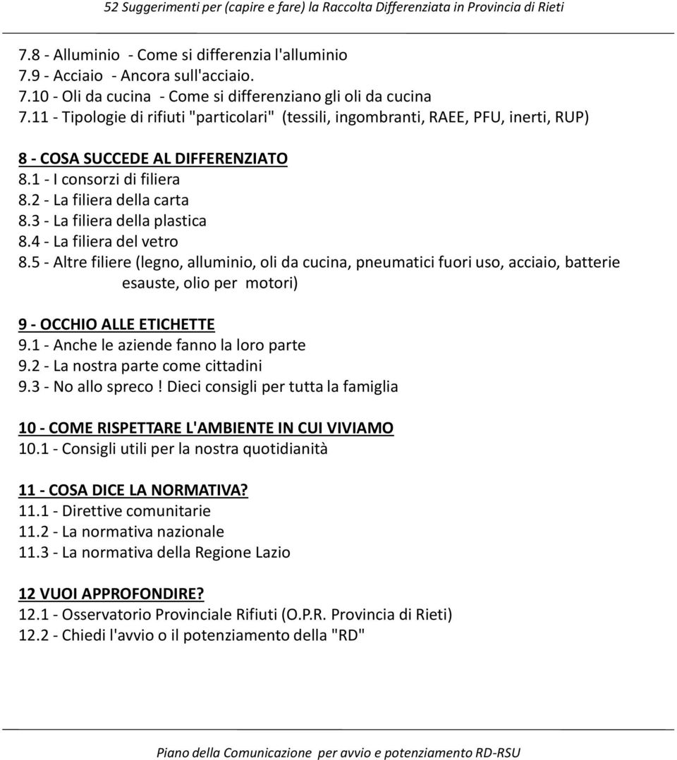 3 - La filiera della plastica 8.4 - La filiera del vetro 8.