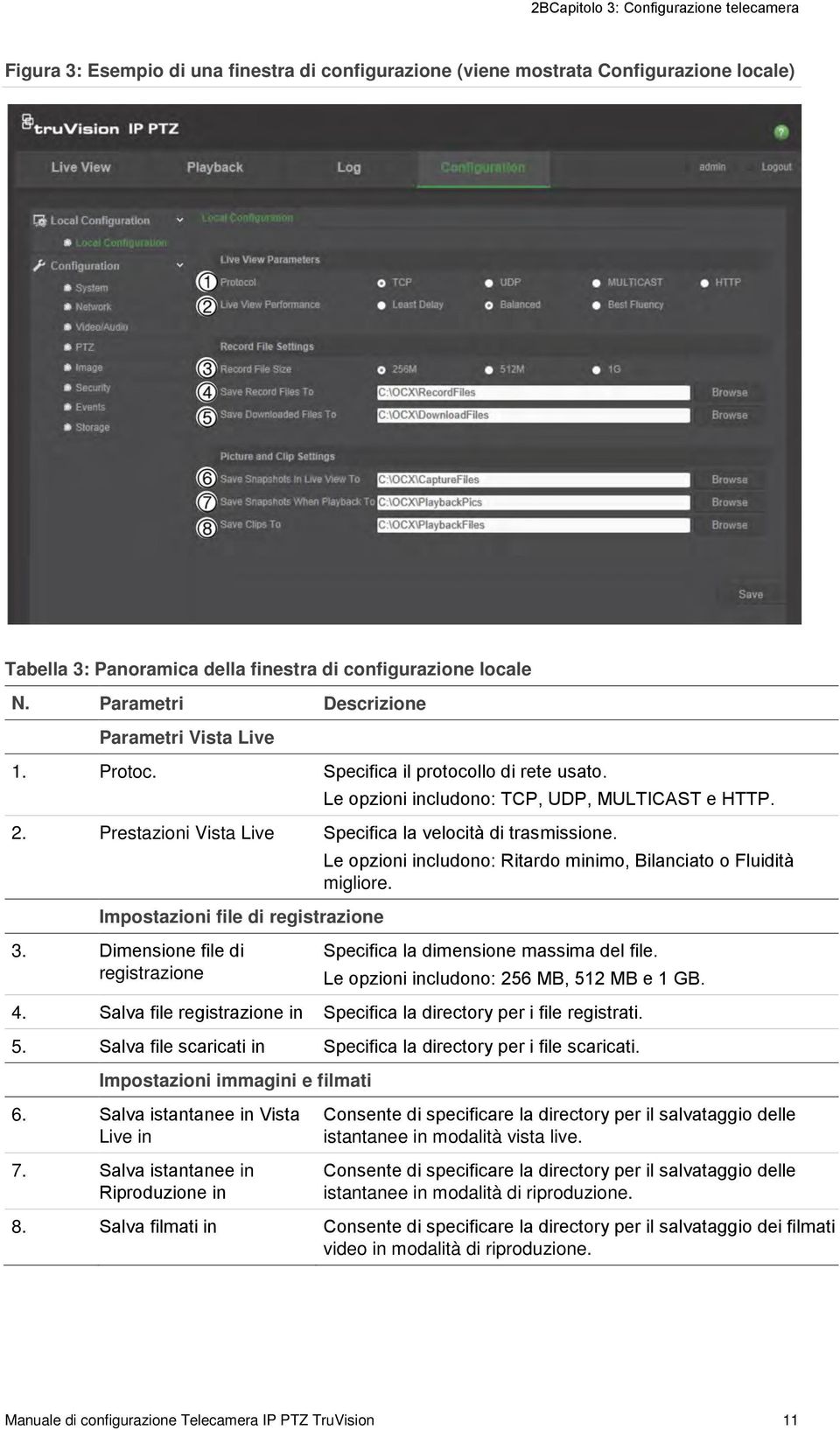 Prestazioni Vista Live Specifica la velocità di trasmissione. Impostazioni file di registrazione Le opzioni includono: Ritardo minimo, Bilanciato o Fluidità migliore. 3.