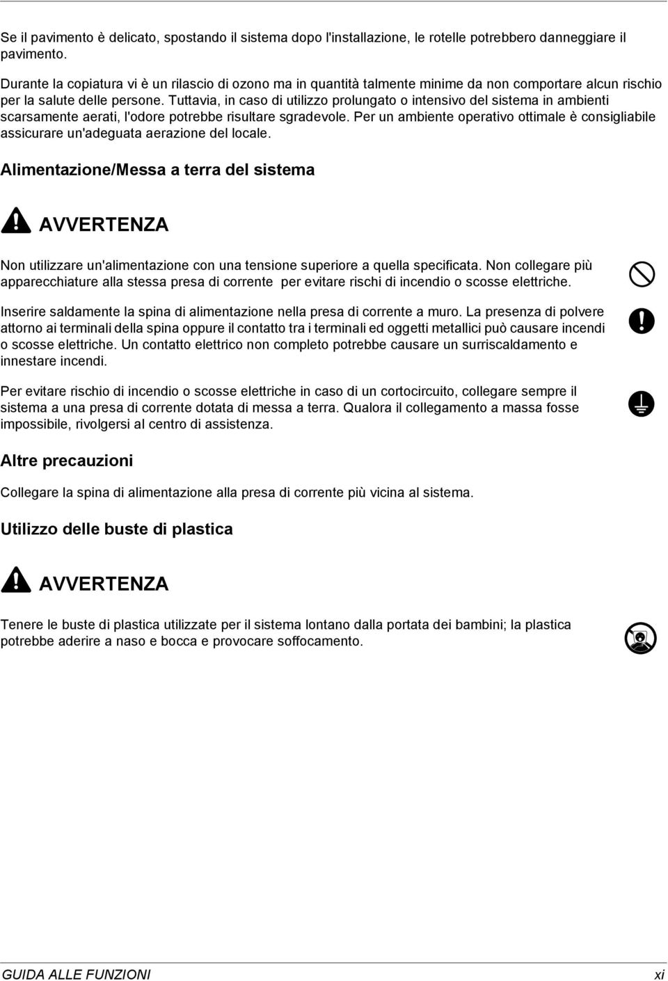 Tuttavia, in caso di utilizzo prolungato o intensivo del sistema in ambienti scarsamente aerati, l'odore potrebbe risultare sgradevole.