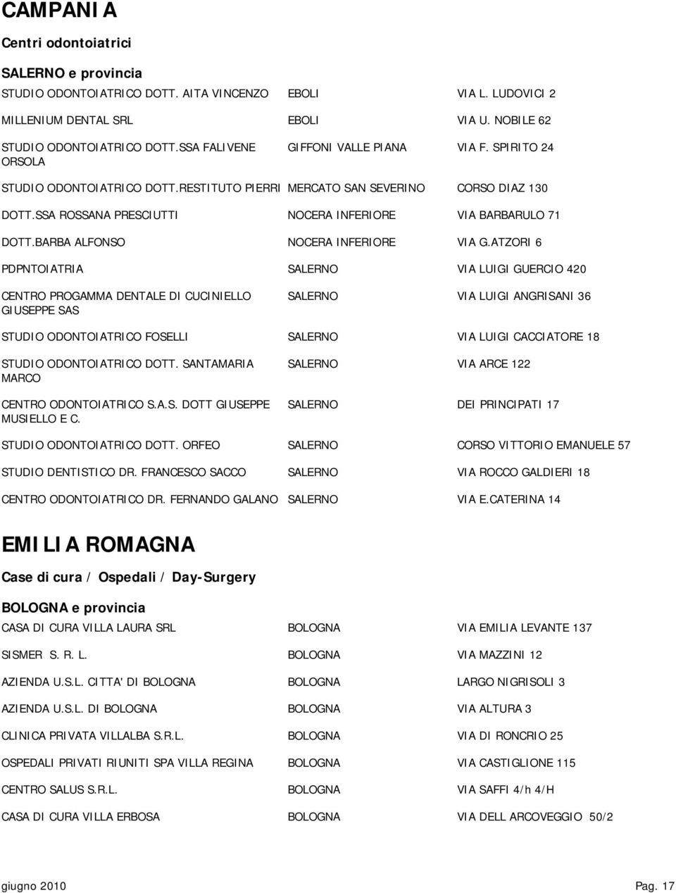 SSA ROSSANA PRESCIUTTI NOCERA INFERIORE VIA BARBARULO 71 DOTT.BARBA ALFONSO NOCERA INFERIORE VIA G.