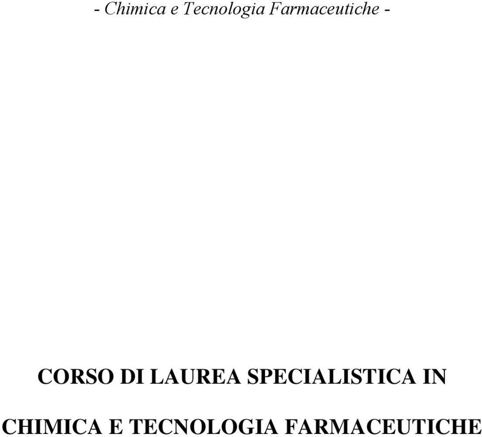 LAUREA SPECIALISTICA IN