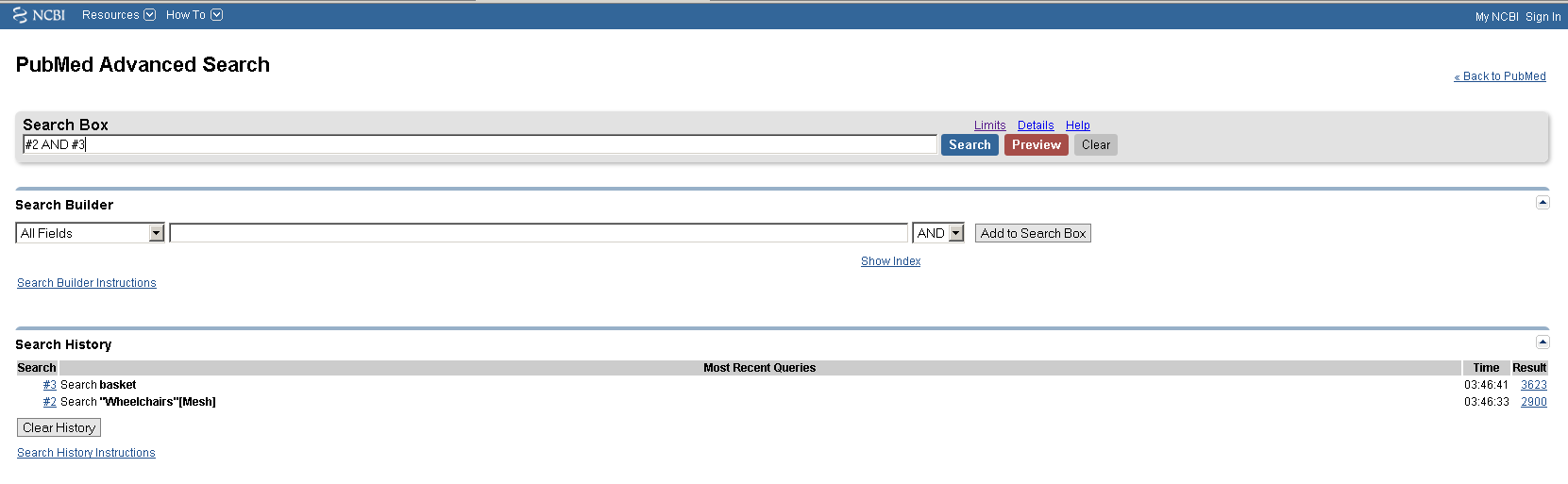 PubMed La ricerca combinata Serve per combinare più ricerche (fatte con 2 MeSh o 2 ricerche libere o 1 MeSH e 1 libera).