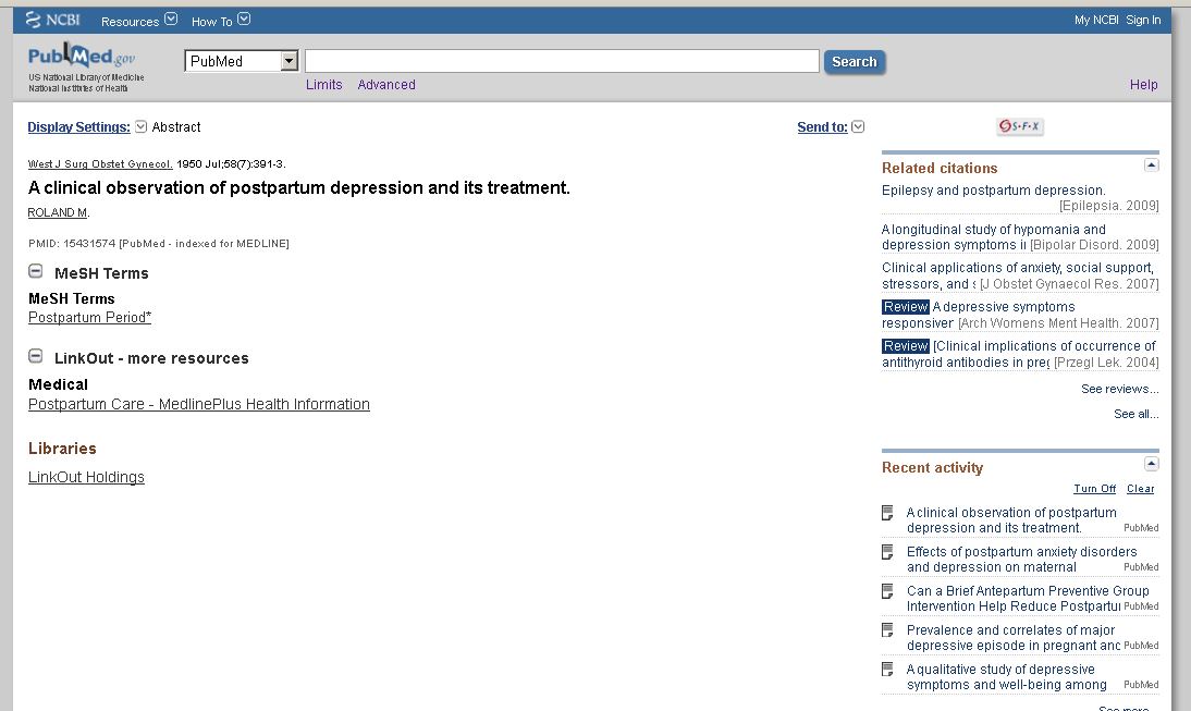 PubMed Il record PubMed MeSH terms: riporta i descrittori dell articolo.