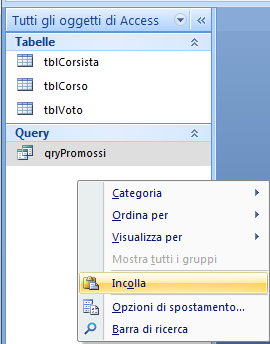 86. Puntando ora con il mouse una zona vuota nel Riquadro di spostamento fare click con il tasto destro. Sucessivamente selezionare Incolla. 87.