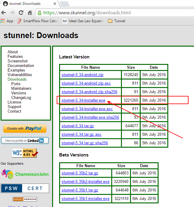 https://www.stunnel.org/downloads.html Una volta installato dobbiamo apportare qualche piccola modifica al file di configurazione stunnel.