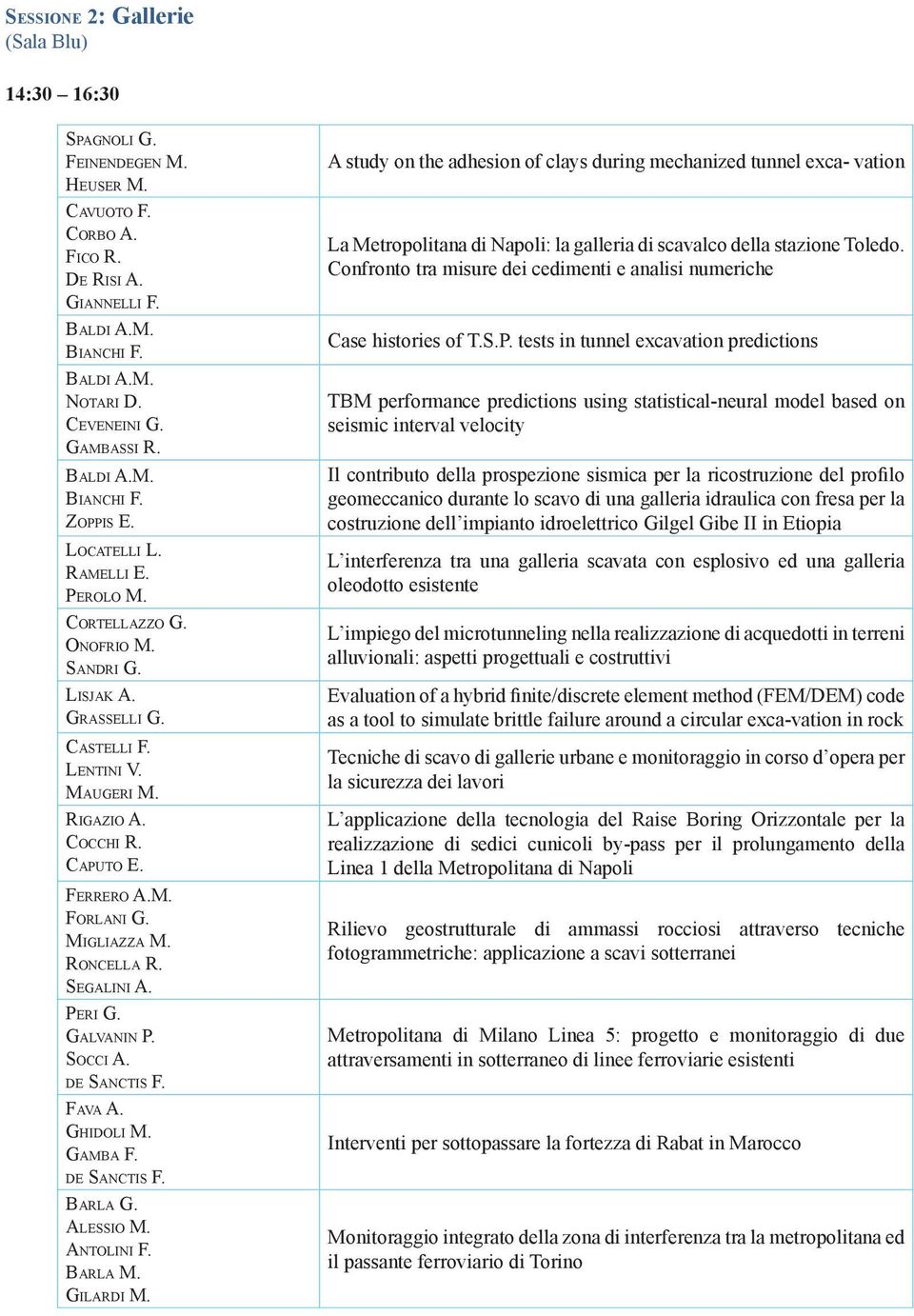 m. FoRlani G. MiGliazza M. RonCella R. SeGalini a. peri G. Galvanin p. SoCCi a. de SanCTiS F. Fava a. Ghidoli M. GaMBa F. de SanCTiS F. BaRla G. alessio M. antolini F. BaRla M. GilaRdi M.