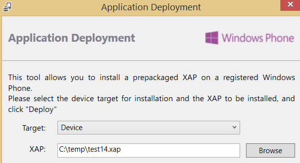 Deploy, windows (no appstore) Il Qtcode nella pagina phonegap NON funziona. Necessario andare nella pagina del progetto e cliccare su "xap" per scaricare il file.