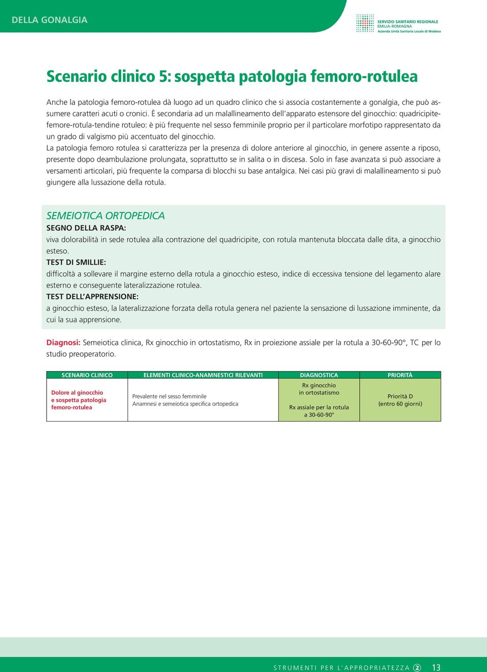 È secondaria ad un malallineamento dell apparato estensore del ginocchio: quadricipitefemore-rotula-tendine rotuleo: è più frequente nel sesso femminile proprio per il particolare morfotipo