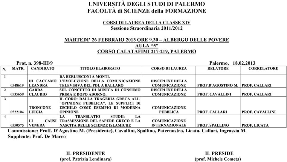 L'EVOLUZIONE DELLA TELEVISIVA DEL PDL A BALLARÒ SUL CONCETTO DI MUSICA DI CONSUMO PRIMA E DOPO ADORNO. IL CORO: DALLA TRAGEDIA GRECA ALL' "OPINIONE PUBBLICA".