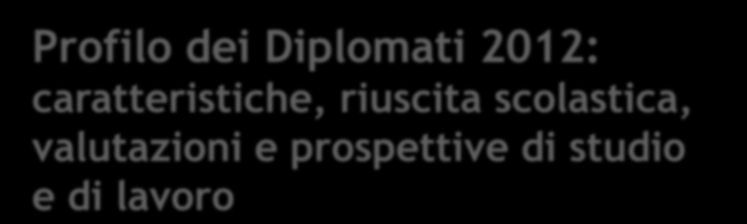 Profilo dei Diplomati 2012: caratteristiche, riuscita scolastica,